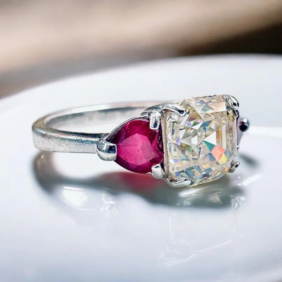 Vintage Strontium Titanate / Mahaleo Ruby Sterling Silver Jewelry Set - Picture 5 of 10